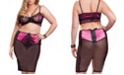 iCollection Women's Plus Size Bralette Satin and Mesh Skirt Set